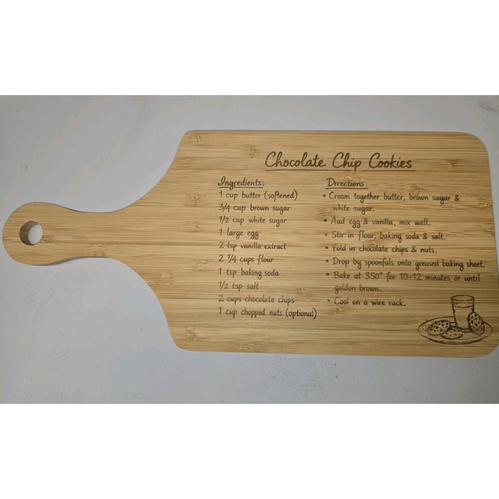 Grandma's Handwritten Chocolate Chip Cookie Recipe Cutting Board Bamboo 11x5